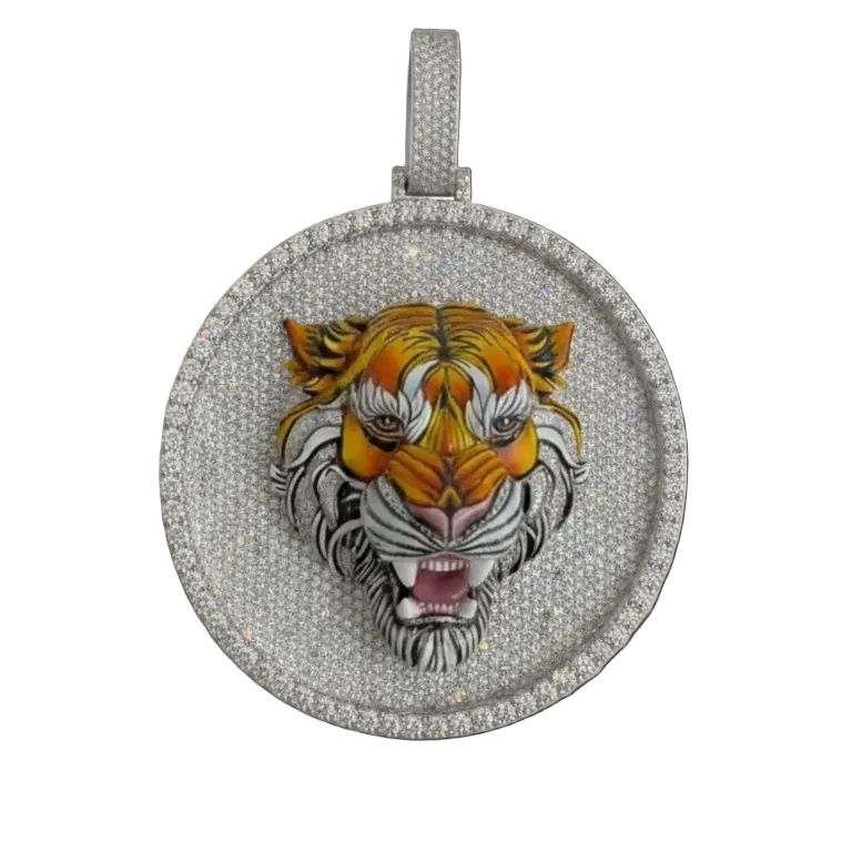 VVS &amp; 925er Silber Diamant Brüll-Medaillon