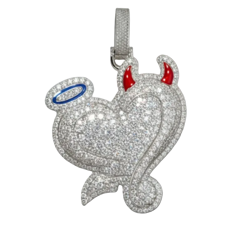 VVS &amp; Sterling Silber Bling Heart - Heiligenschein &amp; Hörner