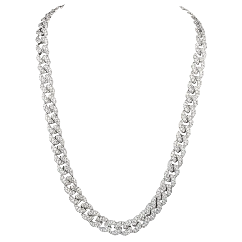 VVS Moissanite &amp; Silver925 Cuban Chain 14mm
