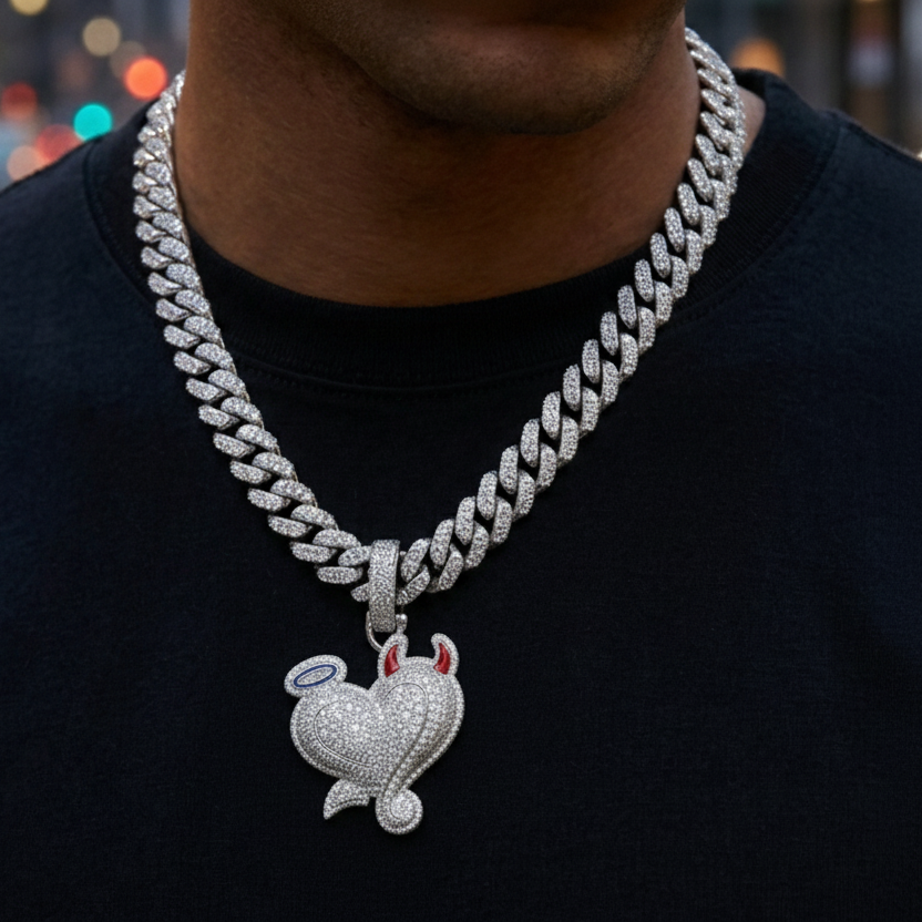 VVS &amp; Sterling Silber Bling Heart - Heiligenschein &amp; Hörner