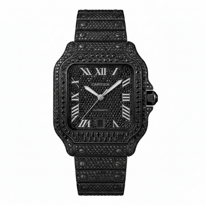 Reloj Santos Black Edition – Full Iced Out Moissanite
